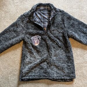 USA Palm Gray 1/4 Zip Reversible Sherpa Pullover